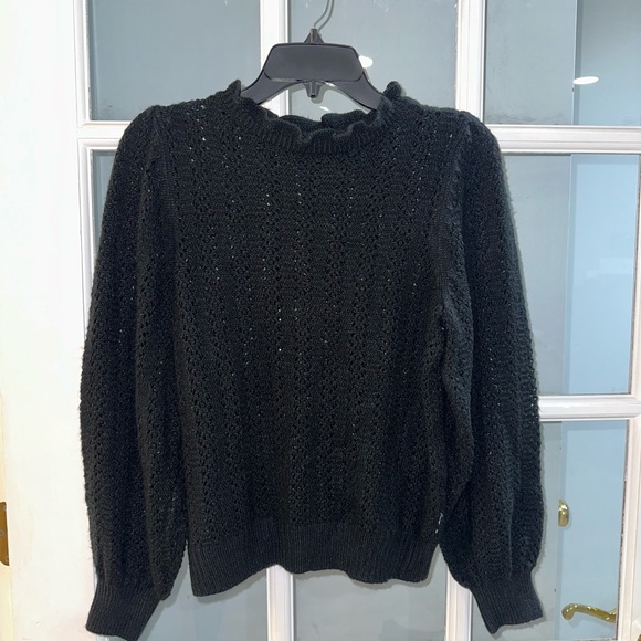 Ana A New Approach Womens Crop Ruffle Sweater SZ M Pullover Long Knit Sleeve - Picture 1 of 6